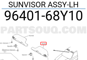 Nissan 9640168Y10 SUNVISOR ASSY-LH