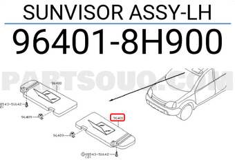 Nissan 964018H900 SUNVISOR ASSY-LH