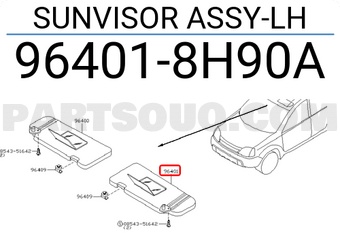 Nissan 964018H90A SUNVISOR ASSY-LH