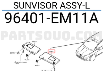 Nissan 96401EM11A SUNVISOR ASSY-L