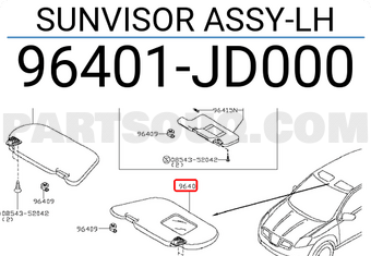 Nissan 96401JD000 SUNVISOR ASSY-LH