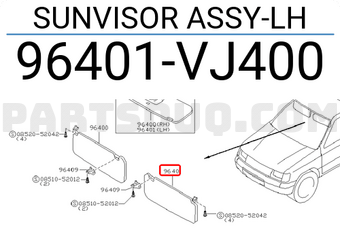 Nissan 96401VJ400 SUNVISOR ASSY-LH