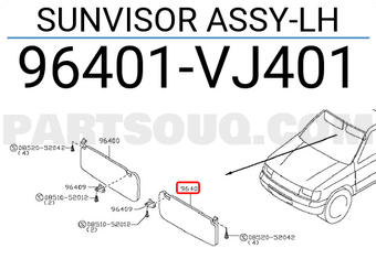 Nissan 96401VJ401 SUNVISOR ASSY-LH