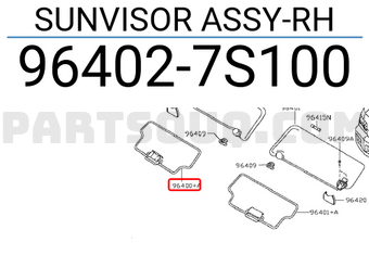 Nissan 964027S100 SUNVISOR ASSY-RH