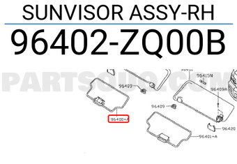 Nissan 96402ZQ00B SUNVISOR ASSY-RH