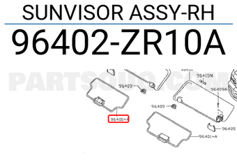 Nissan 96402ZR10A SUNVISOR ASSY-RH