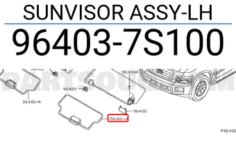 Nissan 964037S100 SUNVISOR ASSY-LH