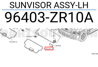 Nissan 96403ZR10A SUNVISOR ASSY-LH