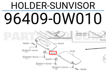 Nissan 964090W010 HOLDER-SUNVISOR