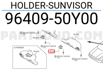 Nissan 9640950Y00 HOLDER-SUNVISOR