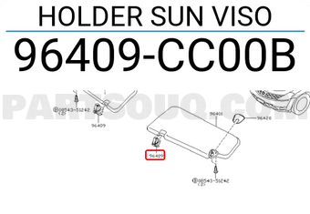 Nissan 96409CC00B HOLDER SUN VISO