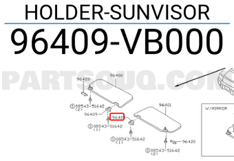 Nissan 96409VB000 HOLDER-SUNVISOR