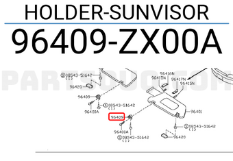 Nissan 96409ZX00A HOLDER-SUNVISOR