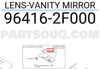 Nissan 964162F000 LENS-VANITY MIRROR