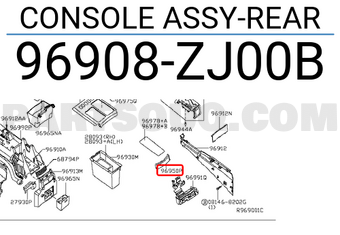 Nissan 96908ZJ00B CONSOLE ASSY-REAR