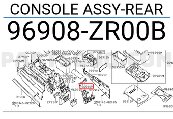 Nissan 96908ZR00B CONSOLE ASSY-REAR