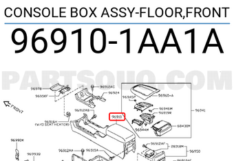 Nissan 969101AA1A CONSOLE BOX ASSY-FLOOR,FRONT