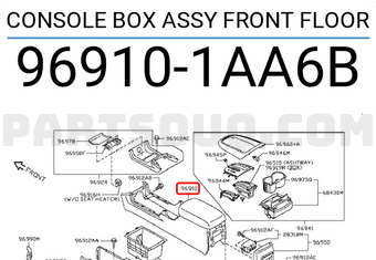 Nissan 969101AA6B CONSOLE BOX ASSY FRONT FLOOR