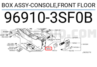 Nissan 969103SF0B BOX ASSY-CONSOLE,FRONT FLOOR