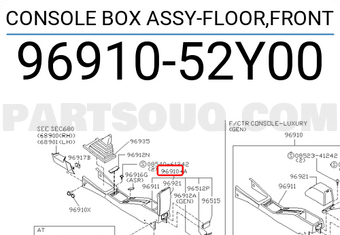 Nissan 9691052Y00 CONSOLE BOX ASSY-FLOOR,FRONT