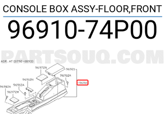 Nissan 9691074P00 CONSOLE BOX ASSY-FLOOR,FRONT