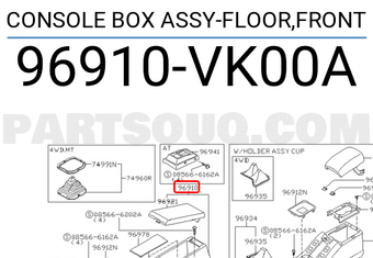 Nissan 96910VK00A CONSOLE BOX ASSY-FLOOR,FRONT