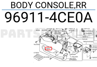 Nissan 969114CE0A BODY CONSOLE,RR
