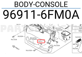 Nissan 969116FM0A BODY-CONSOLE