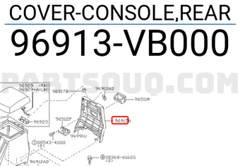 Nissan 96913VB000 COVER-CONSOLE,REAR