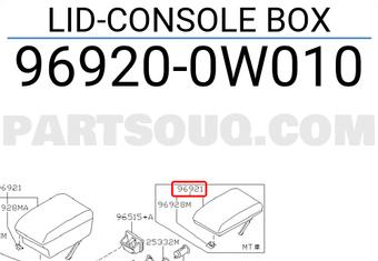 Nissan 969200W010 LID-CONSOLE BOX