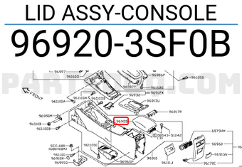 Nissan 969203SF0B LID ASSY-CONSOLE