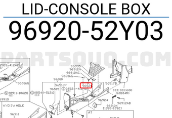 Nissan 9692052Y03 LID-CONSOLE BOX
