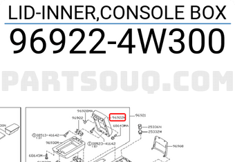 Nissan 969224W300 LID-INNER,CONSOLE BOX