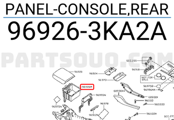 Nissan 969263KA2A PANEL-CONSOLE,REAR