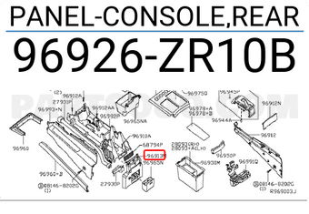Nissan 96926ZR10B PANEL-CONSOLE,REAR