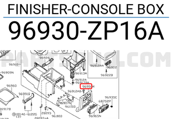 Nissan 96930ZP16A FINISHER-CONSOLE BOX
