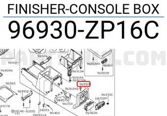 Nissan 96930ZP16C FINISHER-CONSOLE BOX