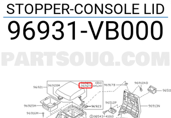 Nissan 96931VB000 STOPPER-CONSOLE LID