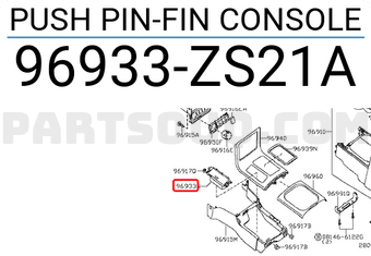 Nissan 96933ZS21A PUSH PIN-FIN CONSOLE