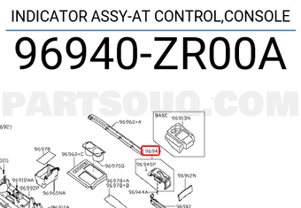 Nissan 96940ZR00A INDICATOR ASSY-AT CONTROL,CONSOLE