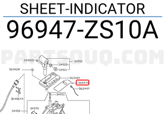 Nissan 96947ZS10A SHEET-INDICATOR