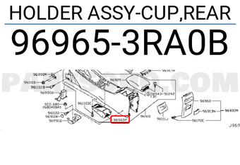 Nissan 969653RA0B HOLDER ASSY-CUP,REAR