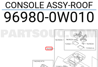 Nissan 969800W010 CONSOLE ASSY-ROOF