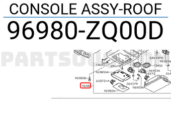 Nissan 96980ZQ00D CONSOLE ASSY-ROOF