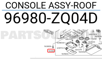 Nissan 96980ZQ04D CONSOLE ASSY-ROOF
