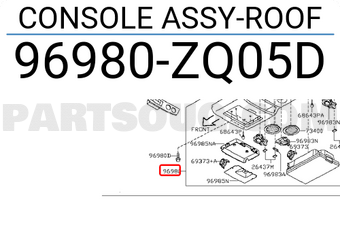 Nissan 96980ZQ05D CONSOLE ASSY-ROOF