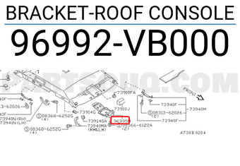Nissan 96992VB000 BRACKET-ROOF CONSOLE