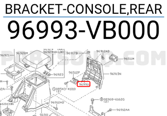 Nissan 96993VB000 BRACKET-CONSOLE,REAR