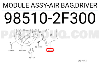 Nissan 985102F300 MODULE ASSY-AIR BAG,DRIVER