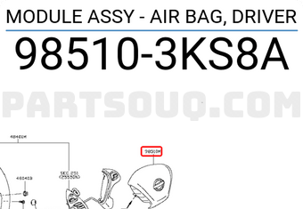 Nissan 985103KS8A MODULE ASSY - AIR BAG, DRIVER